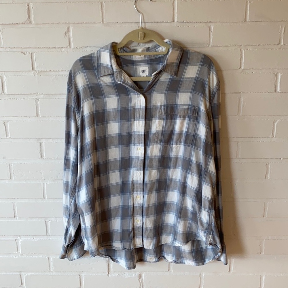 Gray and white flannel